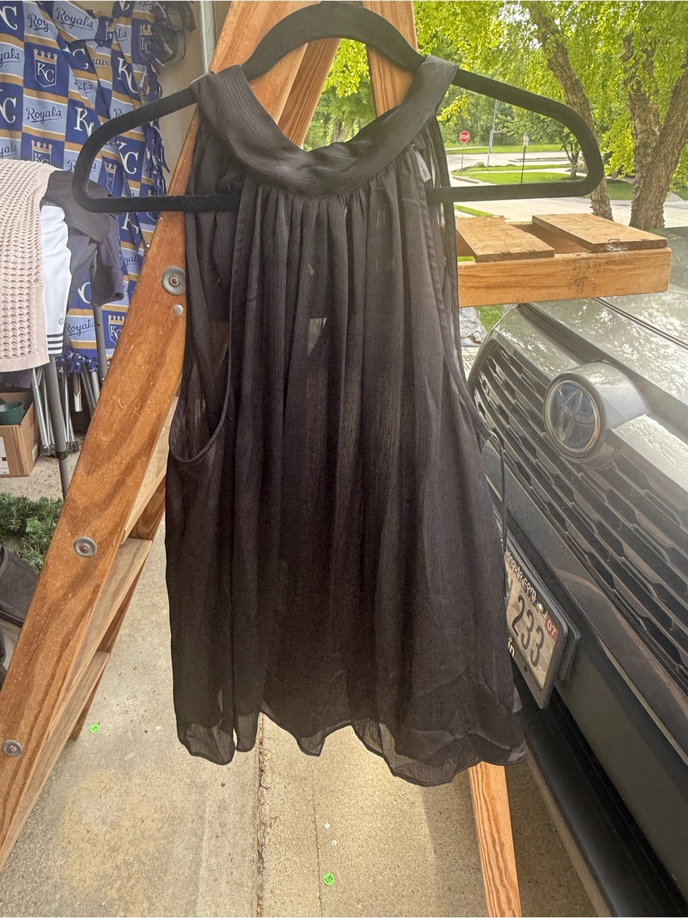 STATE Black Sheer Halter Top